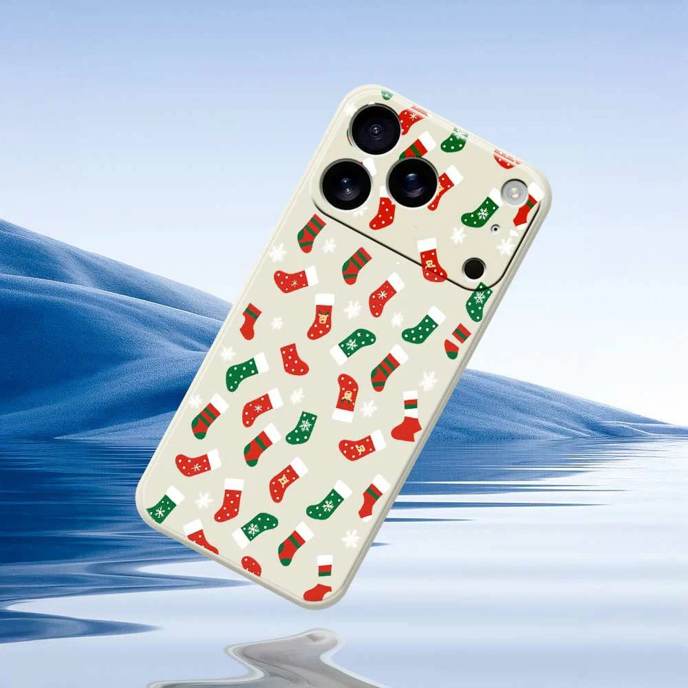 For iPhone 17 Pro Max Case Red and Green Socks Pattern Printing Straight Edge TPU Phone Back Cover - Purple - Image 6