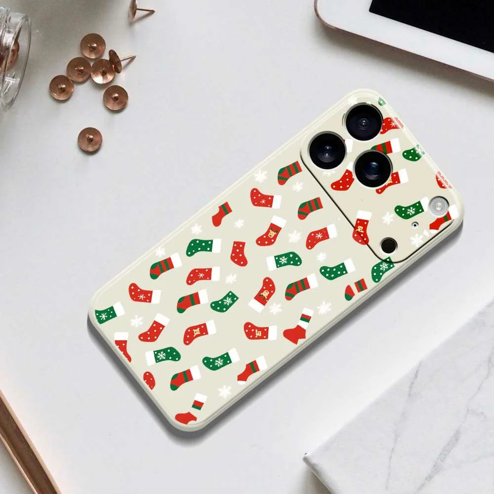 For iPhone 17 Pro Max Case Red and Green Socks Pattern Printing Straight Edge TPU Phone Back Cover - Purple - Image 8