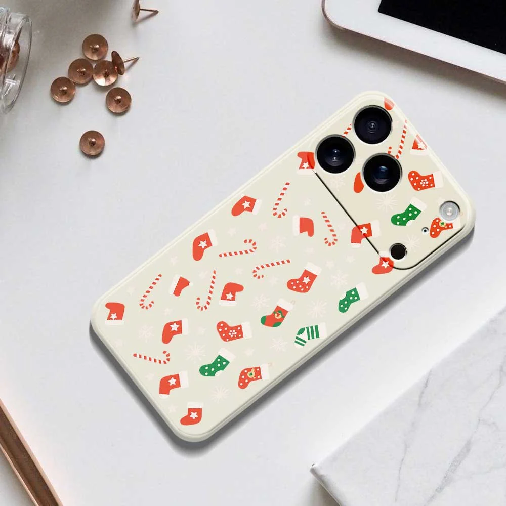For iPhone 17 Pro Max Case Red Green Socks and Canes Pattern Printing Straight Edge TPU Phone Back Cover - Purple - Image 6