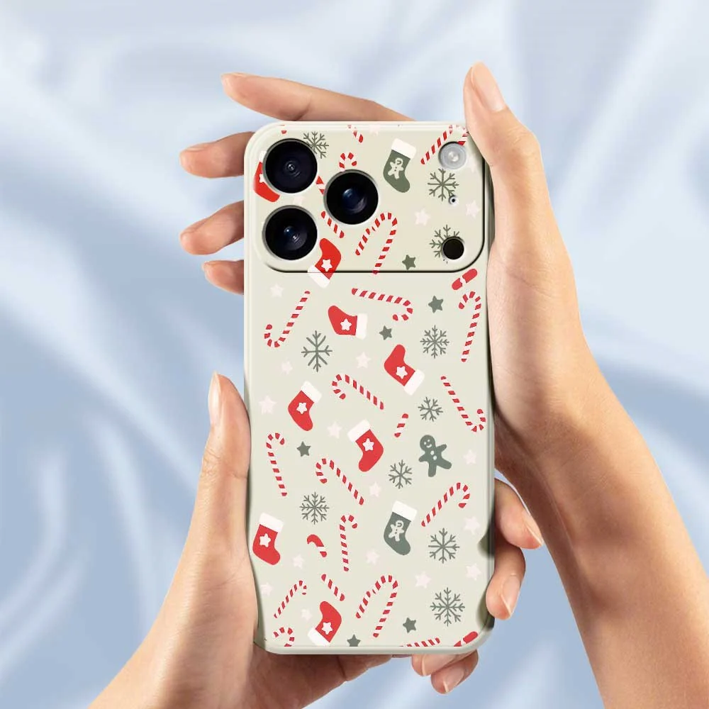 For iPhone 17 Pro Max Case Red Grey Socks and Canes Pattern Printing Straight Edge TPU Phone Back Cover - Green - Image 4