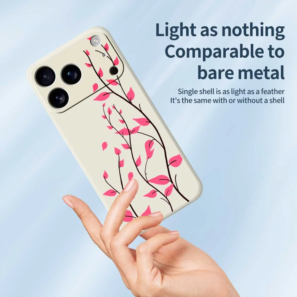 For iPhone 17 Pro Max Case Red Leaves Pattern Printing Straight Edge TPU Phone Back Cover - Black - Image 4