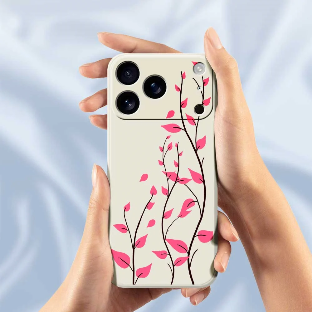 For iPhone 17 Pro Max Case Red Leaves Pattern Printing Straight Edge TPU Phone Back Cover - Black - Image 6