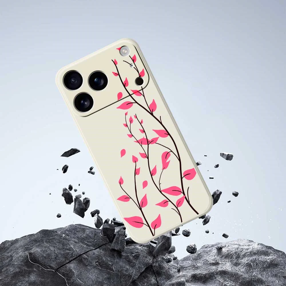 For iPhone 17 Pro Max Case Red Leaves Pattern Printing Straight Edge TPU Phone Back Cover - Green - Image 7