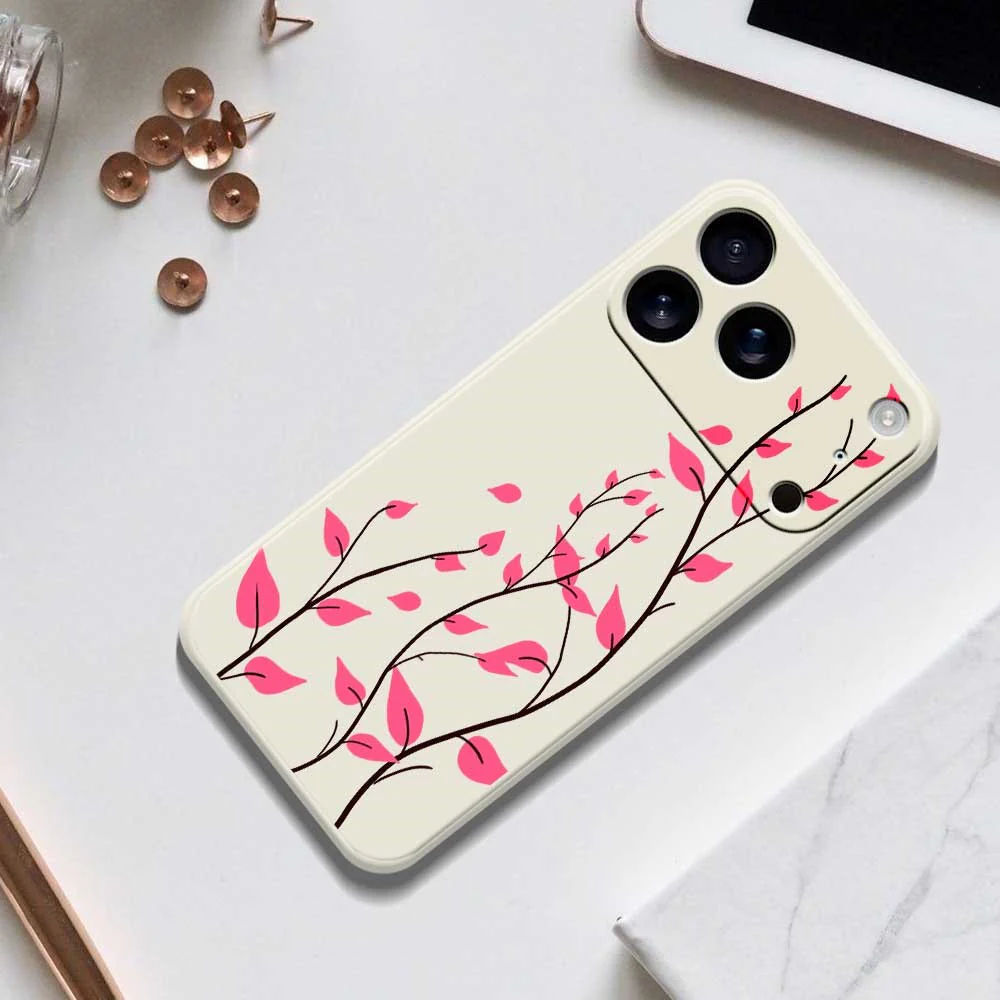 For iPhone 17 Pro Max Case Red Leaves Pattern Printing Straight Edge TPU Phone Back Cover - Green - Image 8