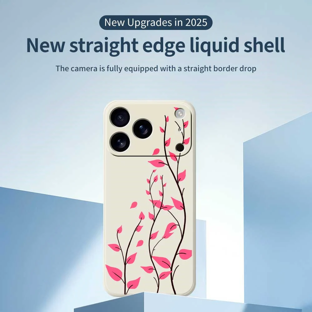 For iPhone 17 Pro Max Case Red Leaves Pattern Printing Straight Edge TPU Phone Back Cover - Purple - Image 3