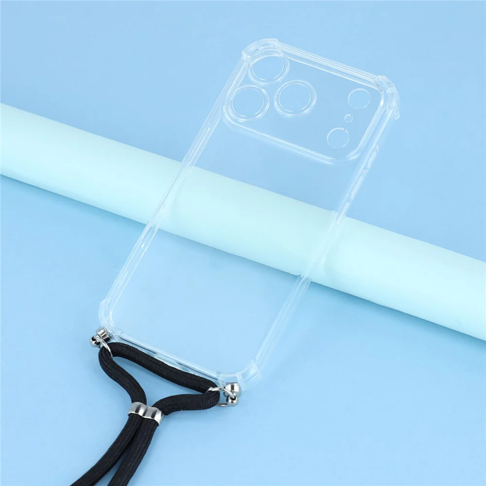 For iPhone 17 Pro Max Case Reinforced Corner TPU Clear Phone Cover with Lanyard - Image 2