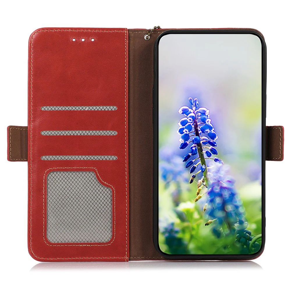 For iPhone 17 Pro Max Case RFID Blocking Genuine Cow Leather Wallet Phone Cover - Red - Image 2