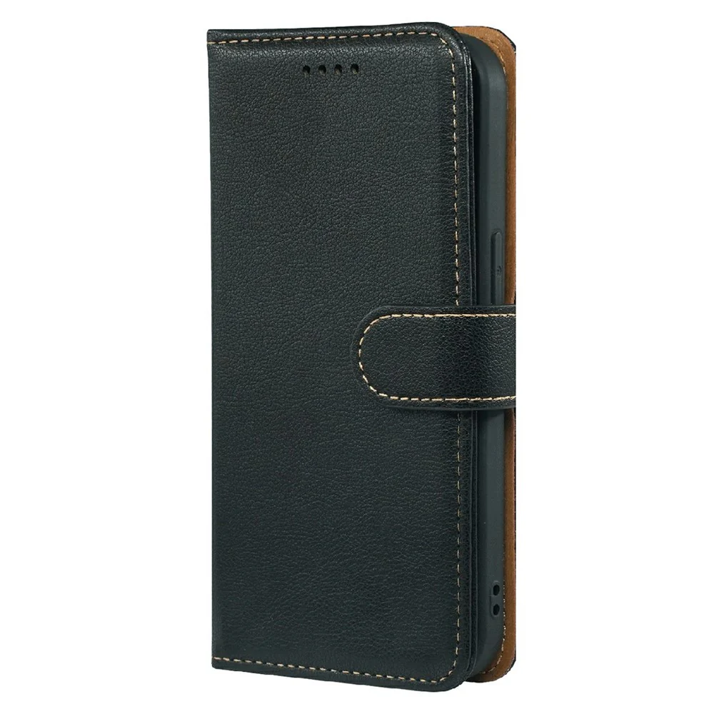 For iPhone 17 Pro Max Case RFID Blocking Wallet Litchi Texture Leather Phone Cover Magnetic Clasp - Black - Image 6