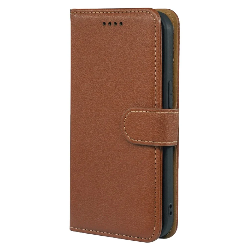 For iPhone 17 Pro Max Case RFID Blocking Wallet Litchi Texture Leather Phone Cover Magnetic Clasp - Brown - Image 6