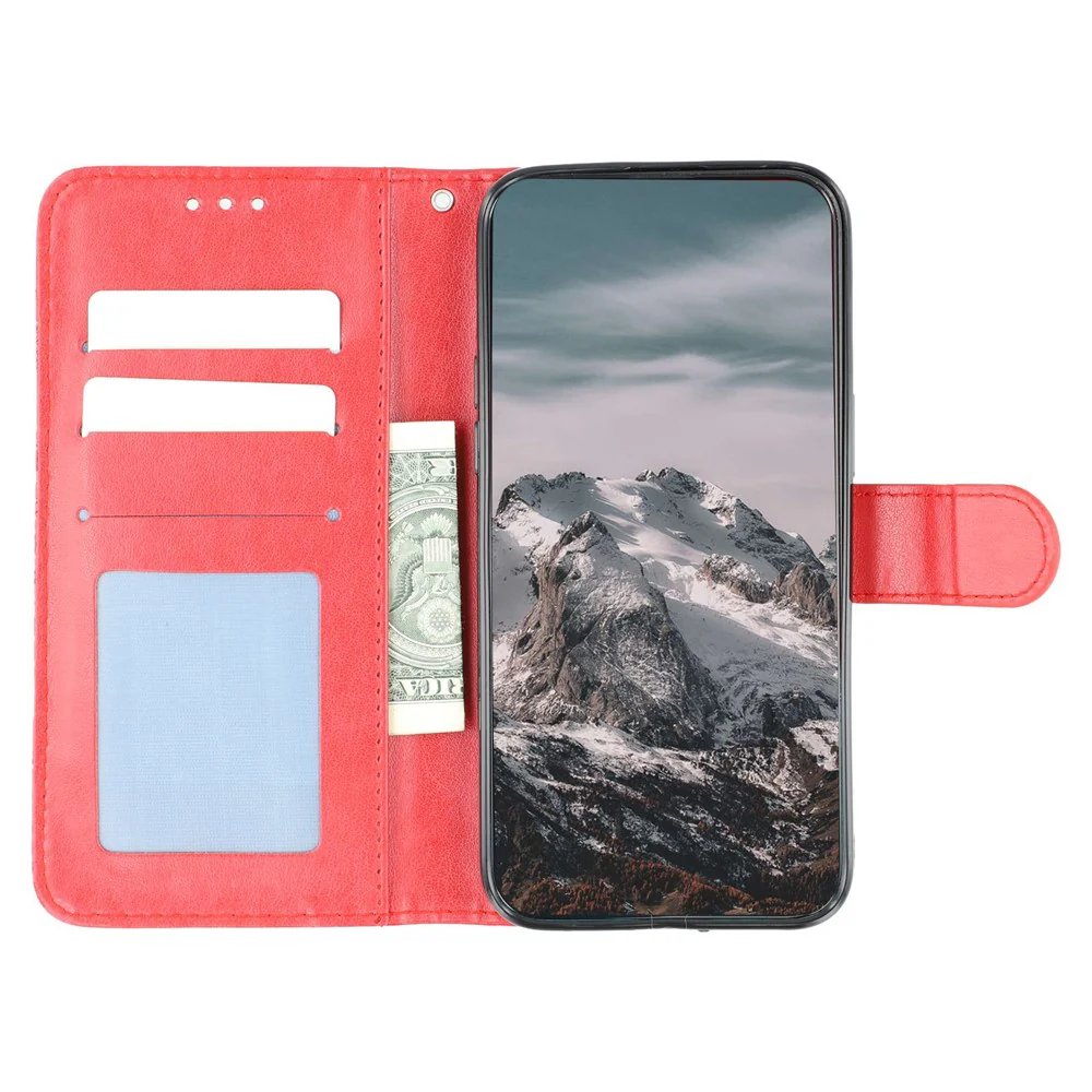 For iPhone 17 Pro Max Case Rhinestone Decor PU Leather Mandala Imprinted Design Phone Cover with Wrist Strap - Red - Image 2