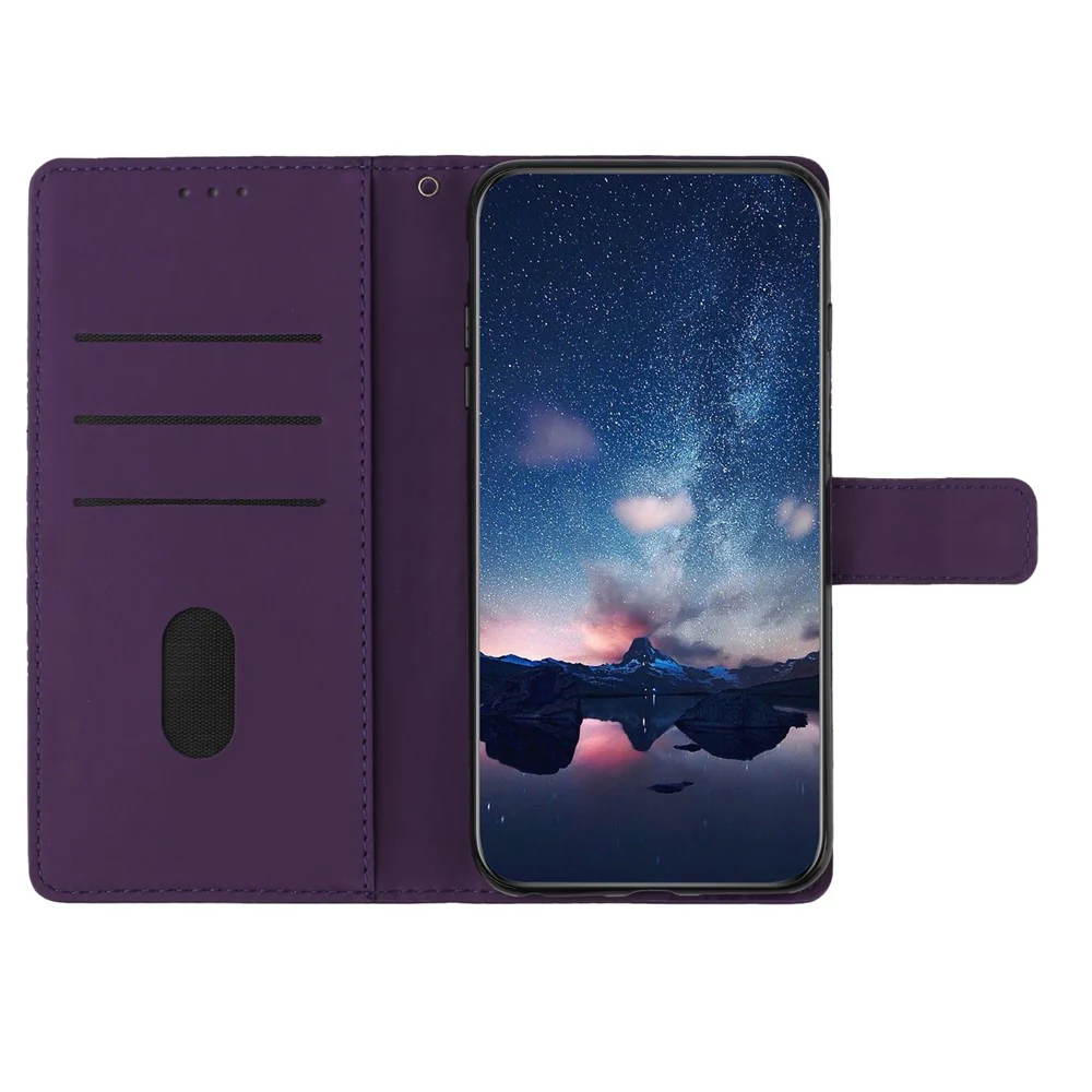 For iPhone 17 Pro Max Case Rhombus Leather Horizontal Flip Phone Cover with Wrist Strap - Purple - Image 3