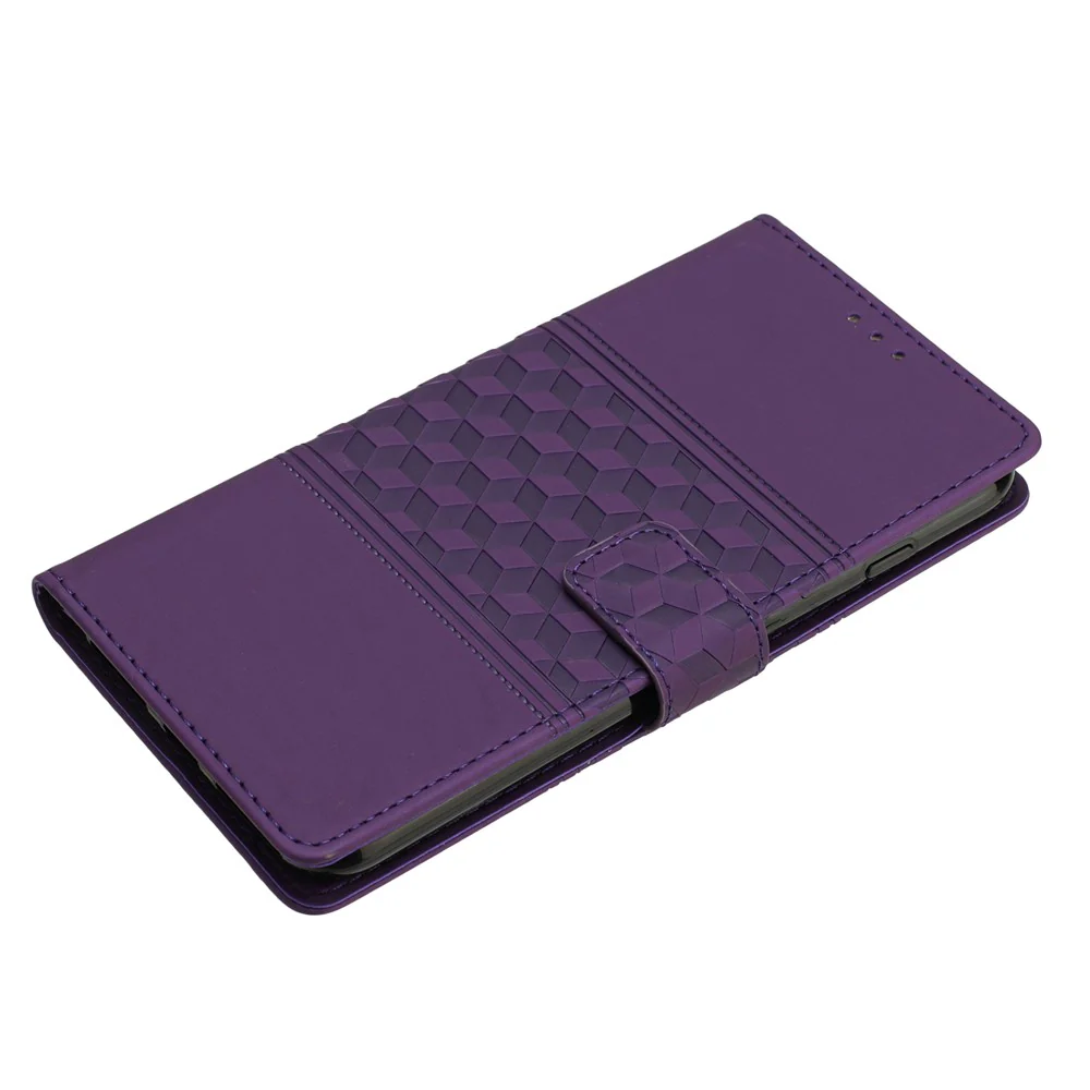 For iPhone 17 Pro Max Case Rhombus Leather Horizontal Flip Phone Cover with Wrist Strap - Purple - Image 4