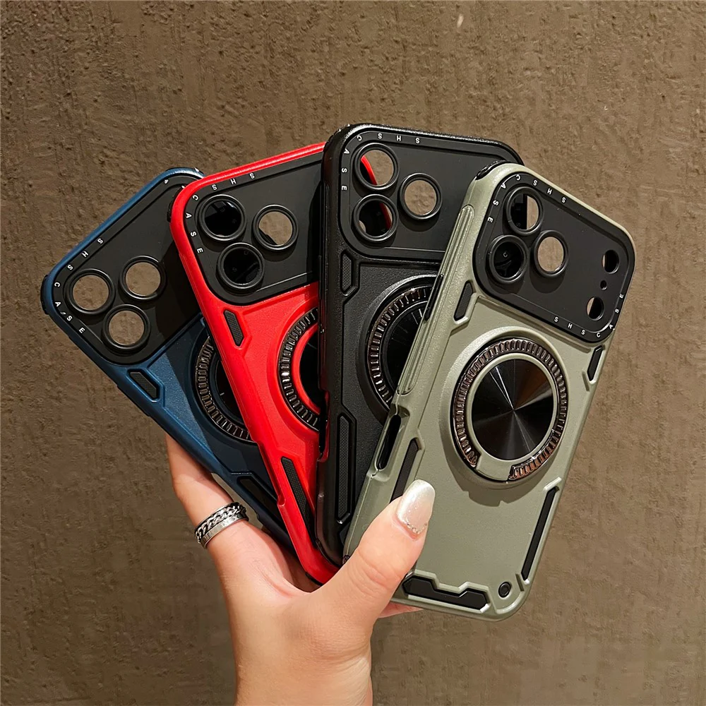 For iPhone 17 Pro Max Case Ring Kickstand PC + TPU Shockproof Phone Back Cover - Blue - Image 6