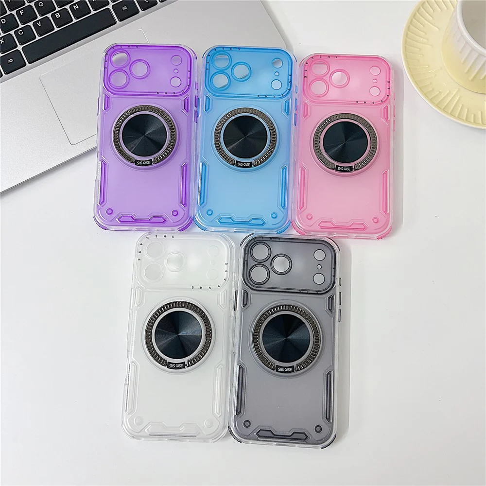 For iPhone 17 Pro Max Case Ring Kickstand PC + TPU Translucent Phone Back Cover - Pink - Image 5