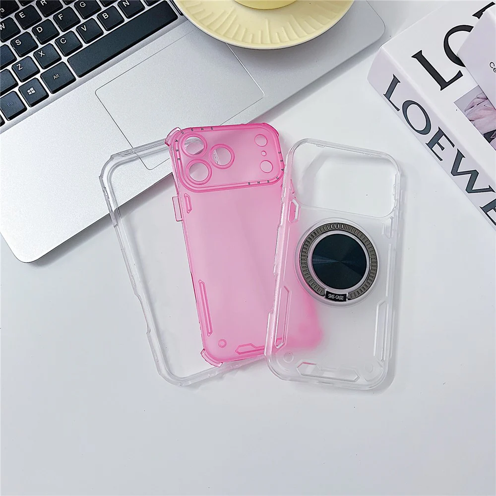 For iPhone 17 Pro Max Case Ring Kickstand PC + TPU Translucent Phone Back Cover - White - Image 2