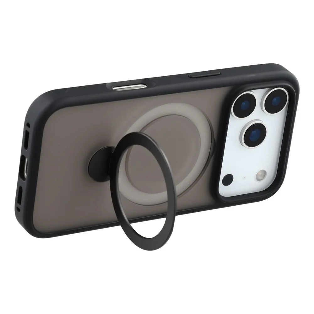For iPhone 17 Pro Max Case Rotating Kickstand TPU + PC Magnetic Phone Cover - Black - Image 4