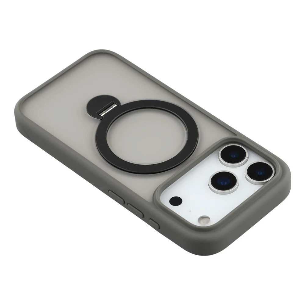 For iPhone 17 Pro Max Case Rotating Kickstand TPU + PC Magnetic Phone Cover - Grey - Image 6