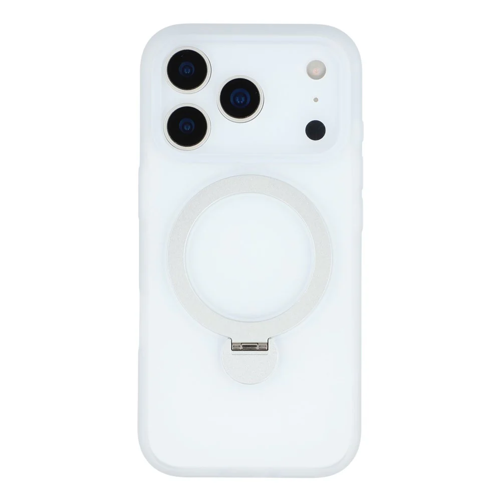 For iPhone 17 Pro Max Case Rotating Kickstand TPU + PC Magnetic Phone Cover - White - Image 3