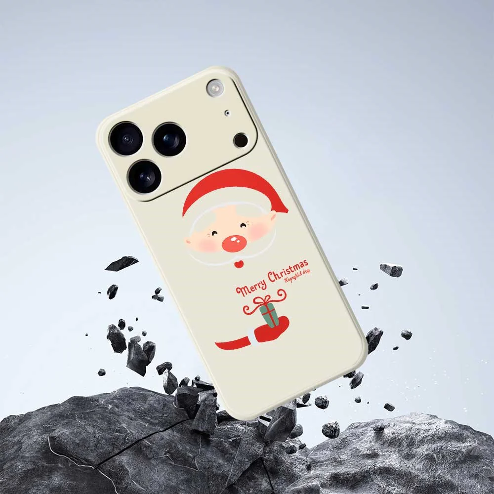 For iPhone 17 Pro Max Case Santa Claus Gift Pattern Printing Straight Edge TPU Phone Back Cover - Beige - Image 5