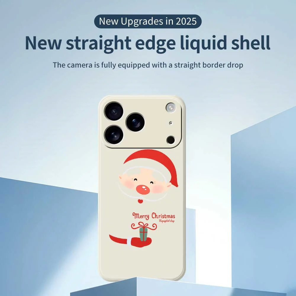 For iPhone 17 Pro Max Case Santa Claus Gift Pattern Printing Straight Edge TPU Phone Back Cover - Black - Image 2