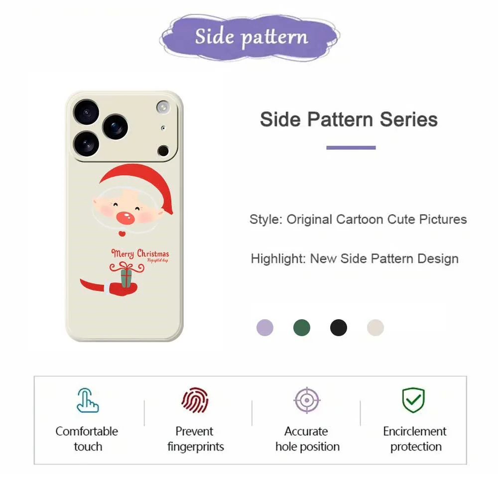 For iPhone 17 Pro Max Case Santa Claus Gift Pattern Printing Straight Edge TPU Phone Back Cover - Black - Image 7