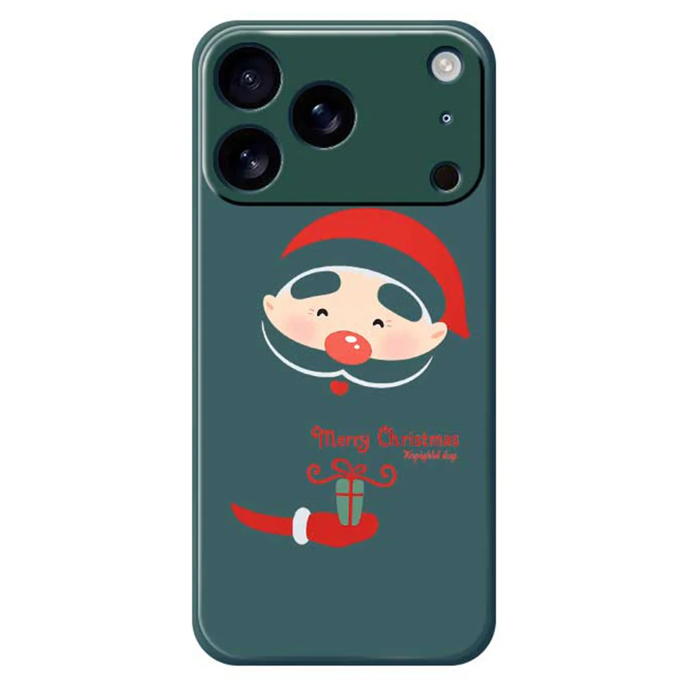 For iPhone 17 Pro Max Case Santa Claus Gift Pattern Printing Straight Edge TPU Phone Back Cover - Green