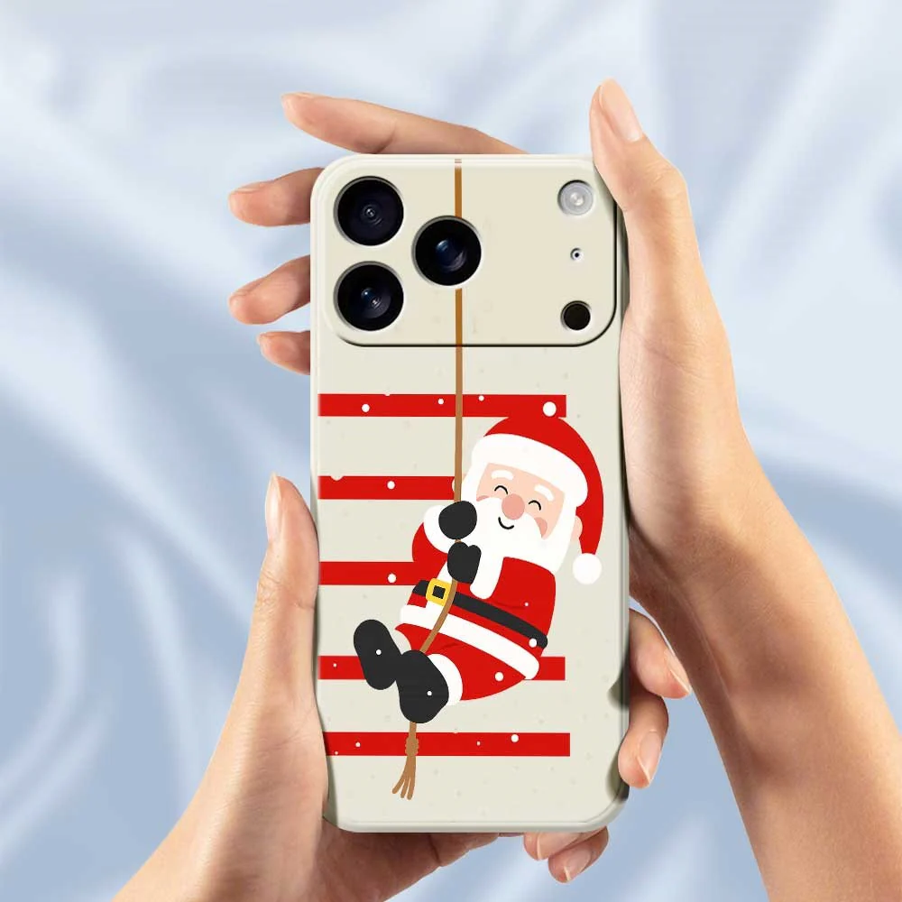 For iPhone 17 Pro Max Case Santa Claus Pattern Printing Straight Edge TPU Phone Back Cover - Black - Image 4