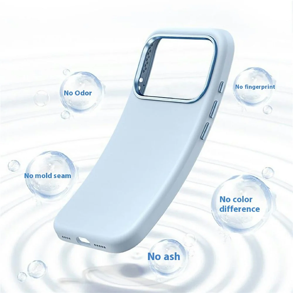 For iPhone 17 Pro Max Case Shockproof Liquid Silicone Phone Back Cover with Metal Lens Frame - Blue - Image 2