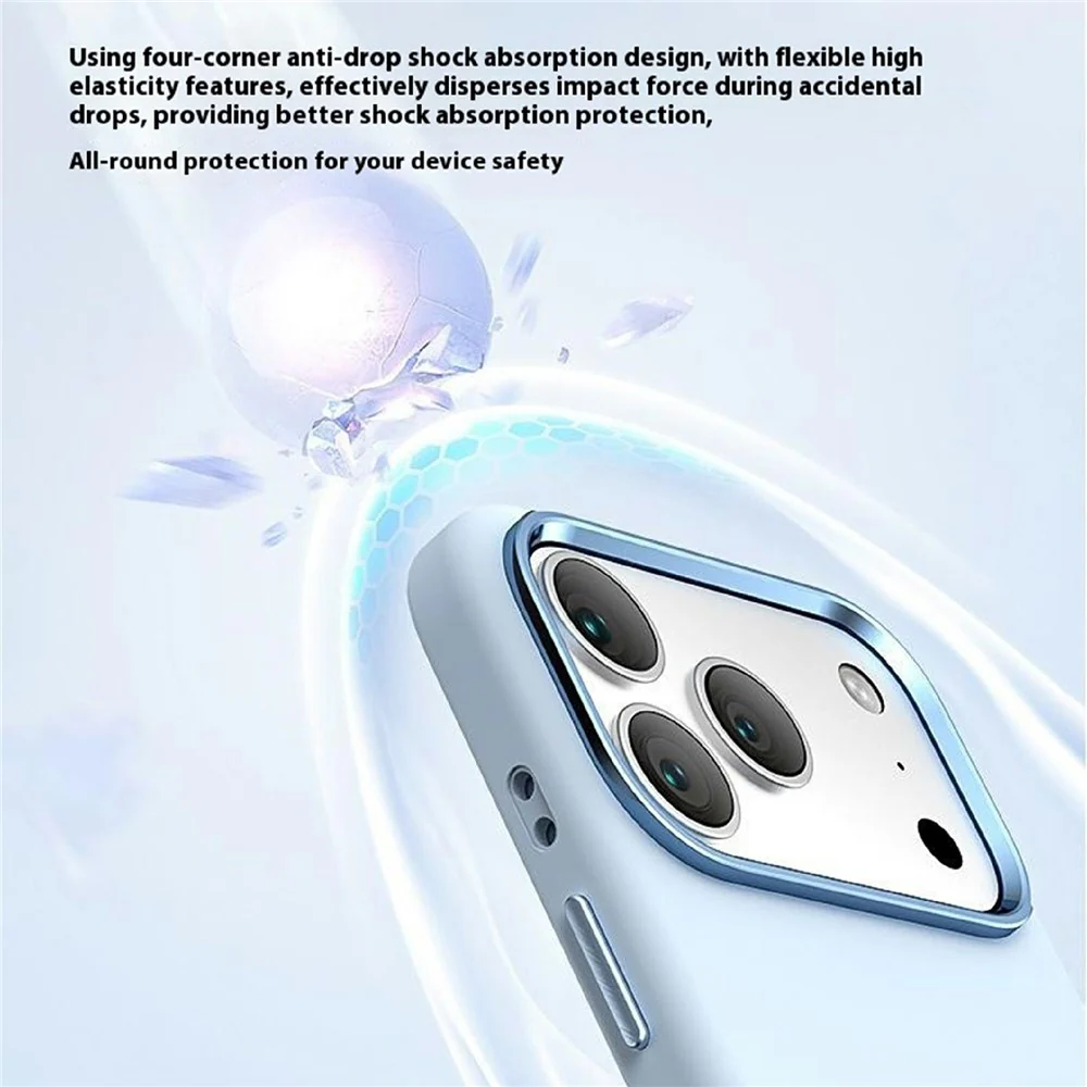 For iPhone 17 Pro Max Case Shockproof Liquid Silicone Phone Back Cover with Metal Lens Frame - Purple - Image 3