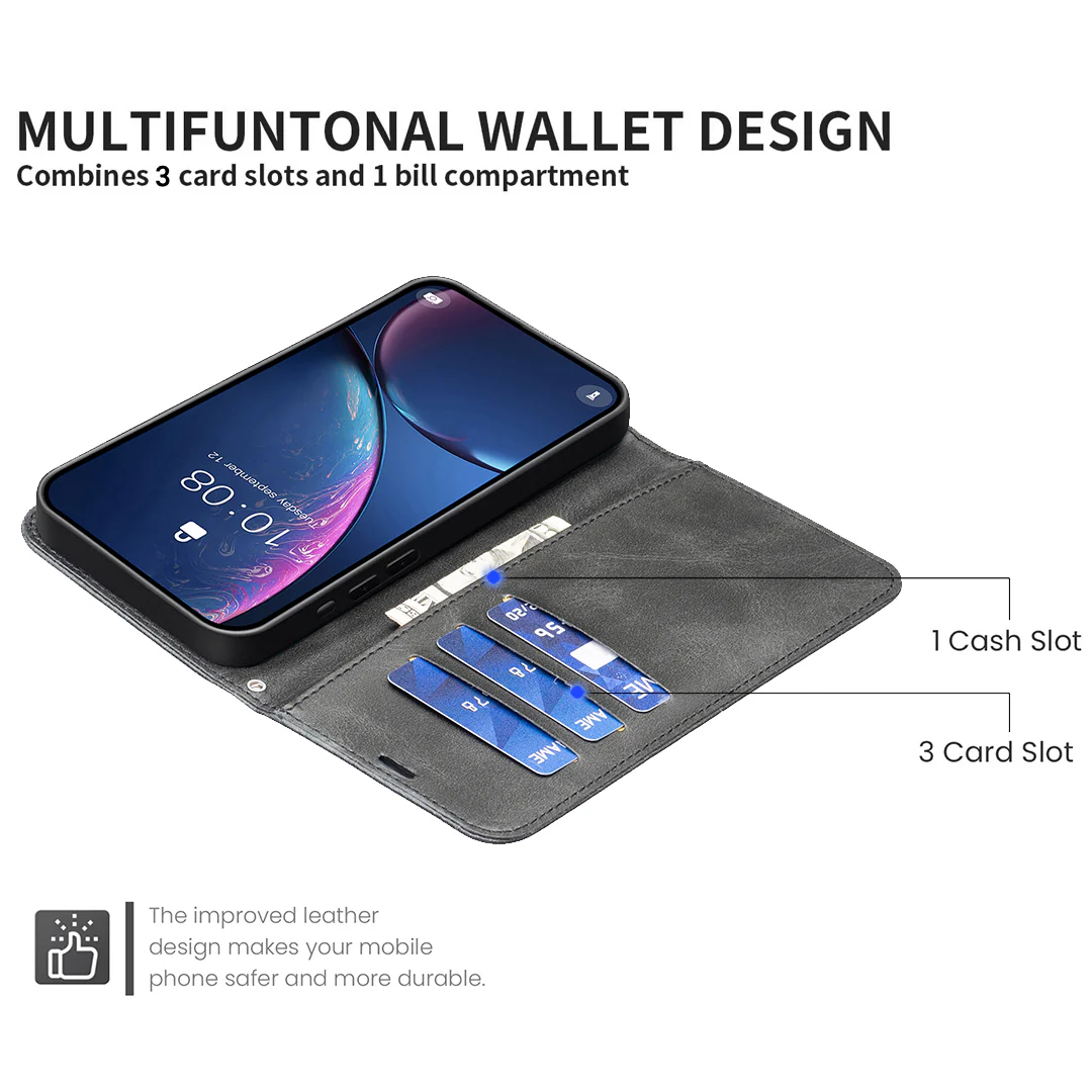 For iPhone 17 Pro Max Case Shockproof PU Leather Cover with Wallet Card Slots - Black - Image 7