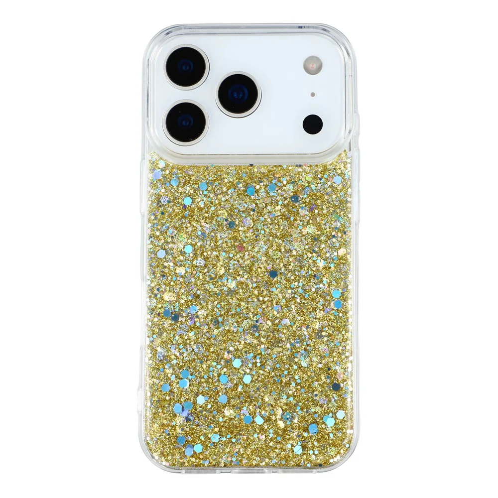 For iPhone 17 Pro Max Case Shockproof Soft TPU Phone Cover Glittery Design - Gold - Image 3