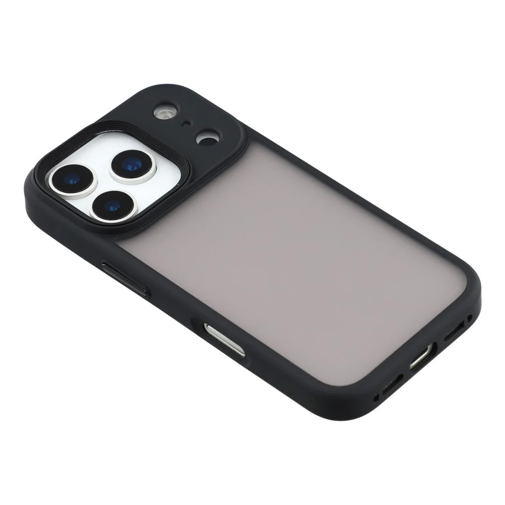 For iPhone 17 Pro Max Case Shockproof TPU + PC Phone Back Cover with Metal Buttons - Black - Image 4