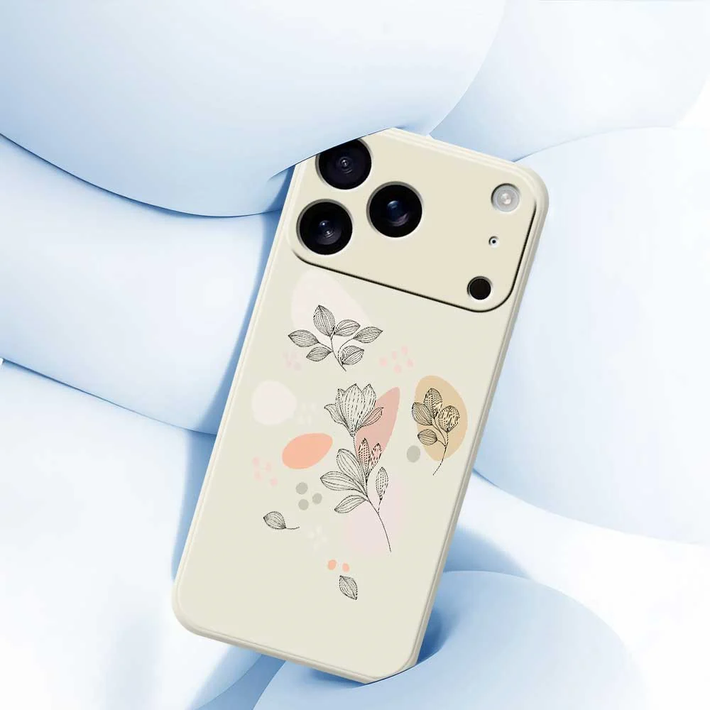 For iPhone 17 Pro Max Case Sketch Leaves Pattern Printing Straight Edge TPU Phone Back Cover - Purple - Image 5