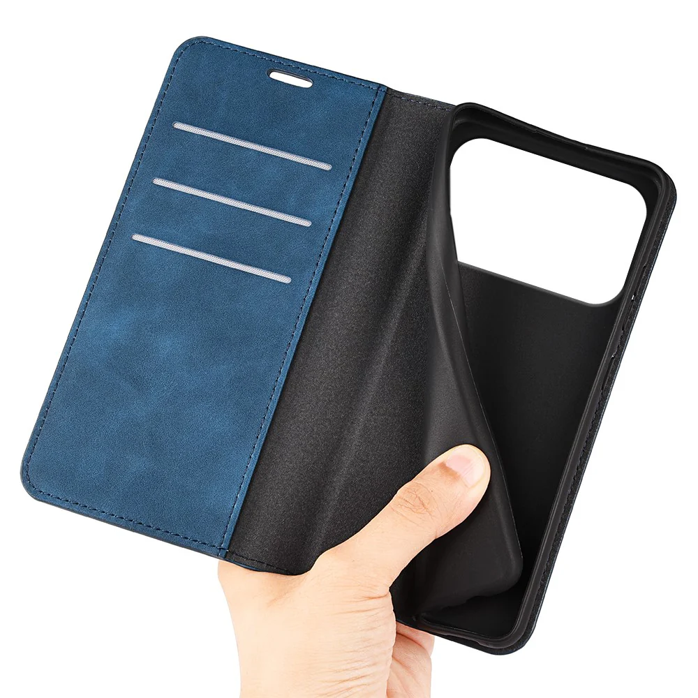 For iPhone 17 Pro Max Case Skin Touch Leather Wallet Phone Cover - Blue - Image 4