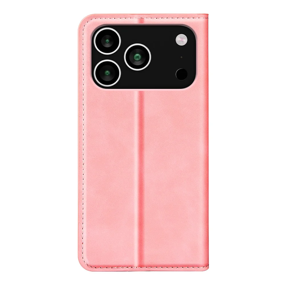 For iPhone 17 Pro Max Case Skin Touch Leather Wallet Phone Cover - Pink - Image 3