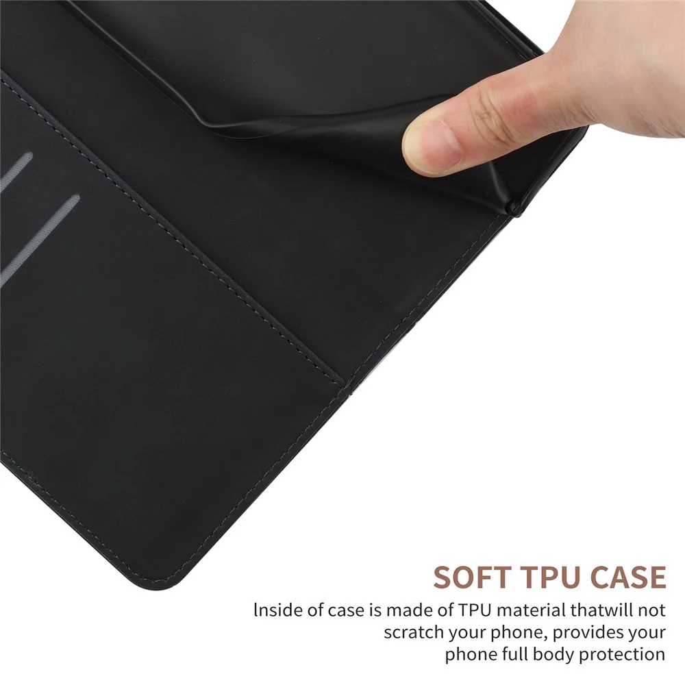 For iPhone 17 Pro Max Case Skin Touch Lines Imprinted PU Leather Flip Phone Cover - Black - Image 6