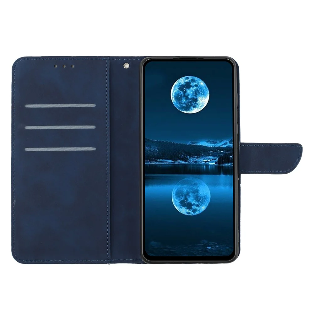 For iPhone 17 Pro Max Case Skin Touch Lines Imprinted PU Leather Flip Phone Cover - Blue - Image 2