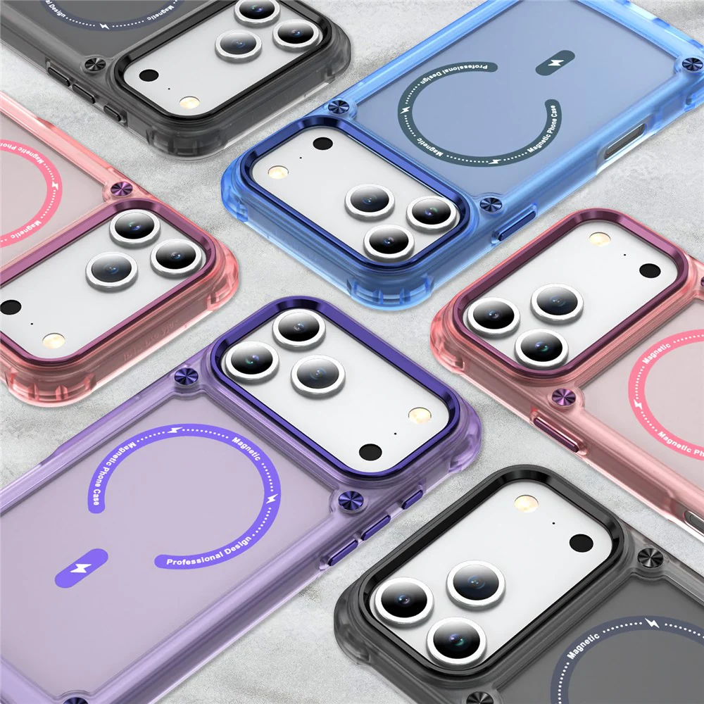 For iPhone 17 Pro Max Case Skin Touch TPU + PC Phone Cover with C-type Magnetic Ring - Transparent Pink - Image 7