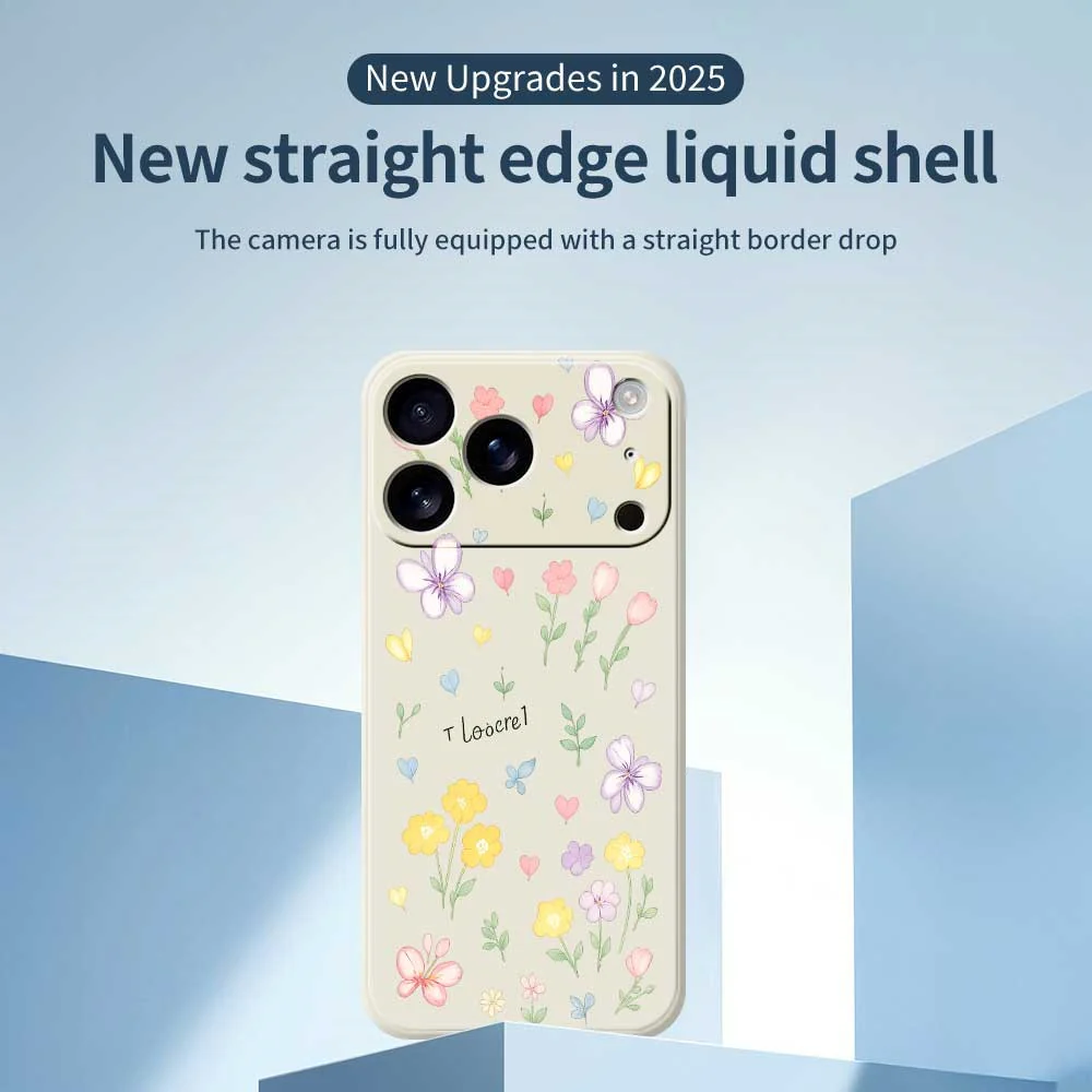 For iPhone 17 Pro Max Case Small Flowers Pattern Printing Straight Edge TPU Phone Back Cover - Black - Image 3