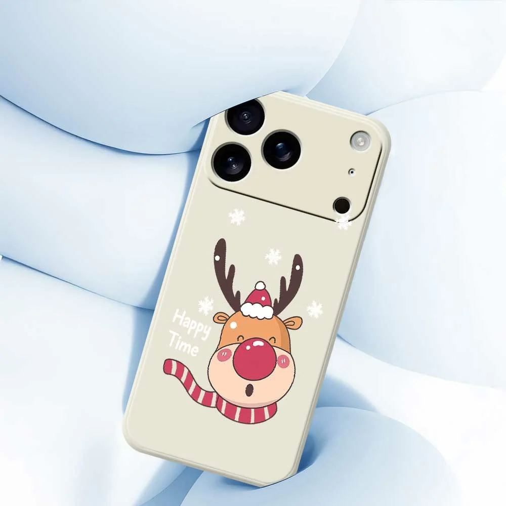 For iPhone 17 Pro Max Case Smiling Deer Pattern Printing Straight Edge TPU Phone Back Cover - Black - Image 4
