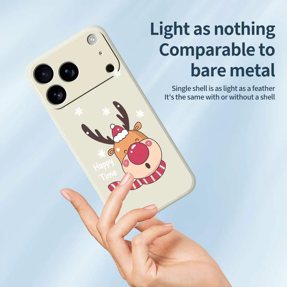For iPhone 17 Pro Max Case Smiling Deer Pattern Printing Straight Edge TPU Phone Back Cover - Purple - Image 3