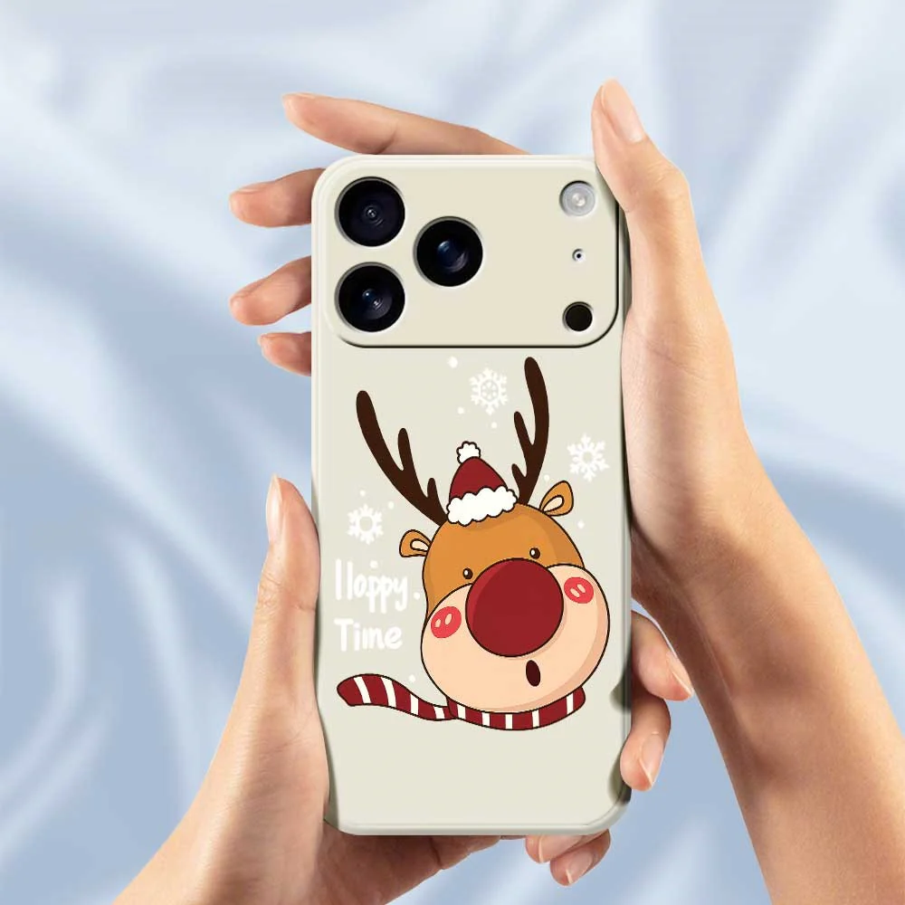 For iPhone 17 Pro Max Case Snowflake Deer Head Pattern Printing Straight Edge TPU Phone Back Cover - Beige - Image 4