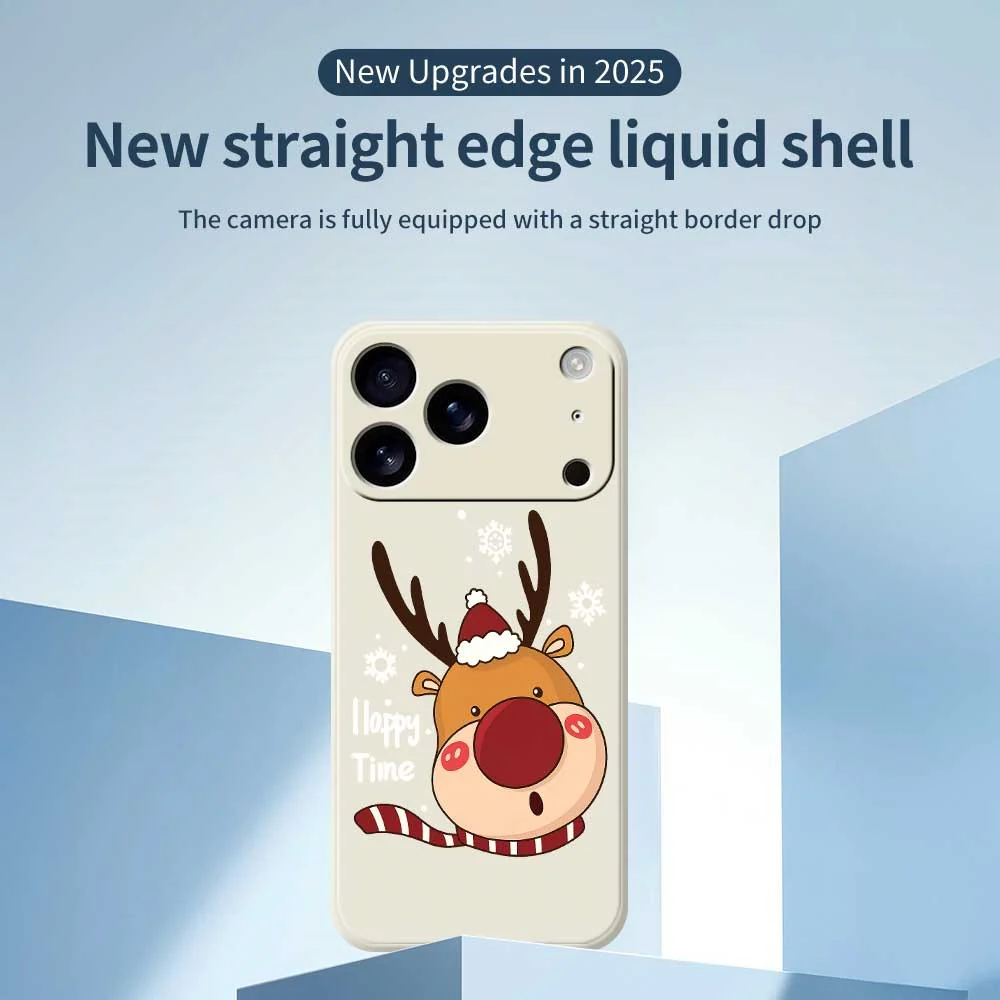 For iPhone 17 Pro Max Case Snowflake Deer Head Pattern Printing Straight Edge TPU Phone Back Cover - Purple - Image 2