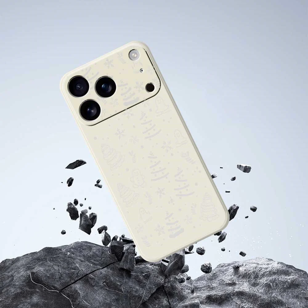 For iPhone 17 Pro Max Case Snowflake Gingerbread Pattern Printing Straight Edge TPU Phone Back Cover - Beige - Image 5