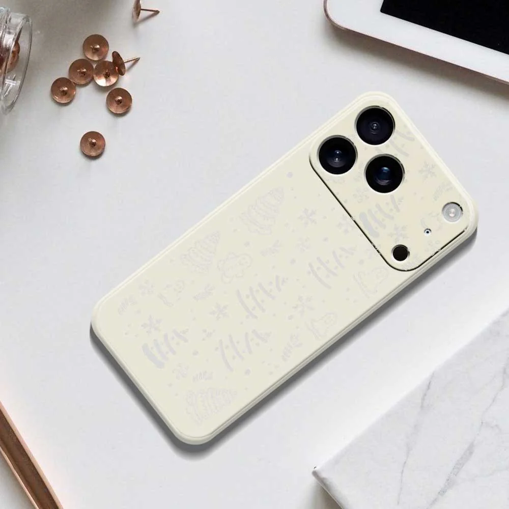For iPhone 17 Pro Max Case Snowflake Gingerbread Pattern Printing Straight Edge TPU Phone Back Cover - Beige - Image 6