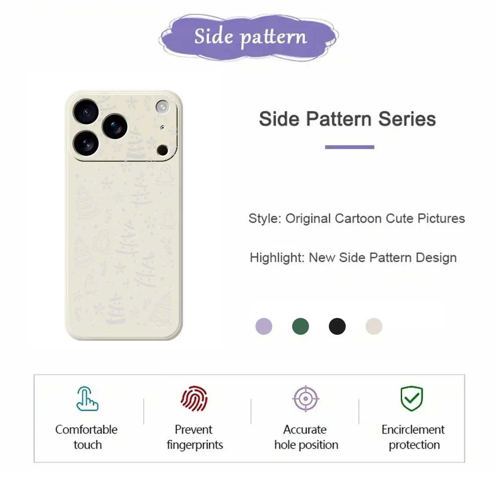 For iPhone 17 Pro Max Case Snowflake Gingerbread Pattern Printing Straight Edge TPU Phone Back Cover - Beige - Image 7