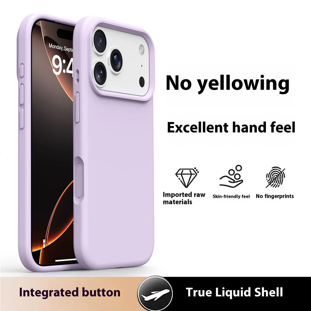For iPhone 17 Pro Max Case Soft Microfiber Lining Liquid Silicone + PC Phone Cover - Bean Purple - Image 2
