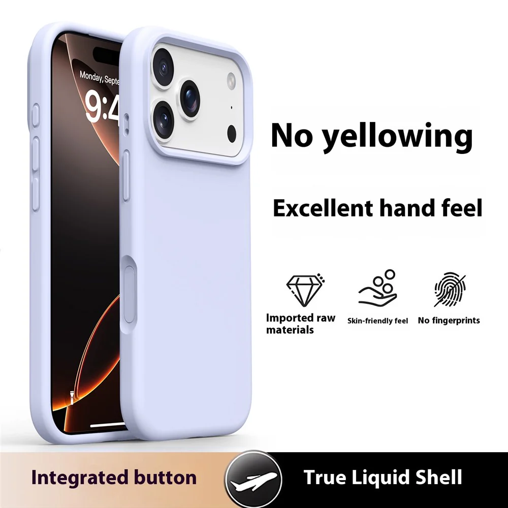 For iPhone 17 Pro Max Case Soft Microfiber Lining Liquid Silicone + PC Phone Cover - Misty Purple - Image 2