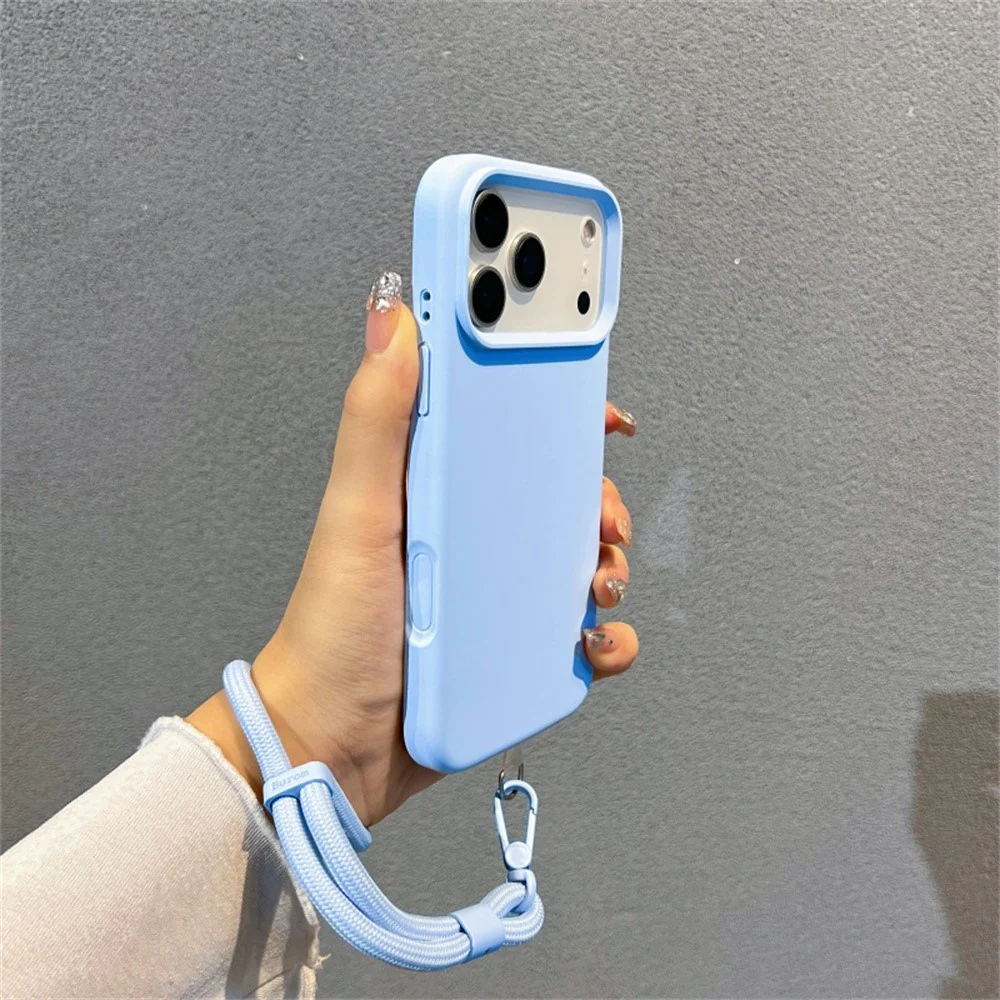 For iPhone 17 Pro Max Case Soft Microfiber Lining Liquid Silicone + PC Phone Cover with Wrist Strap - Lilac Purple - Image 2