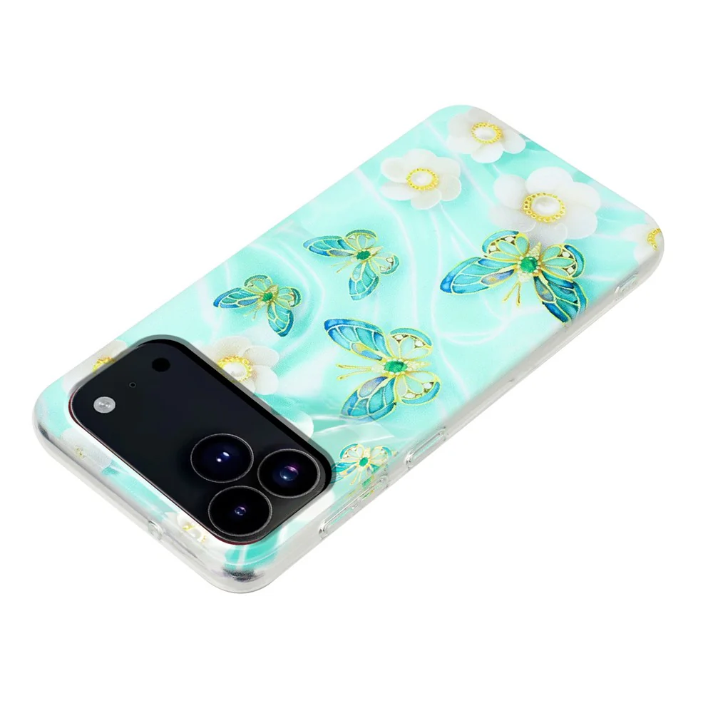 For iPhone 17 Pro Max Case Soft TPU Phone Back Cover Pattern Printing - Butterfly Flower - Image 4